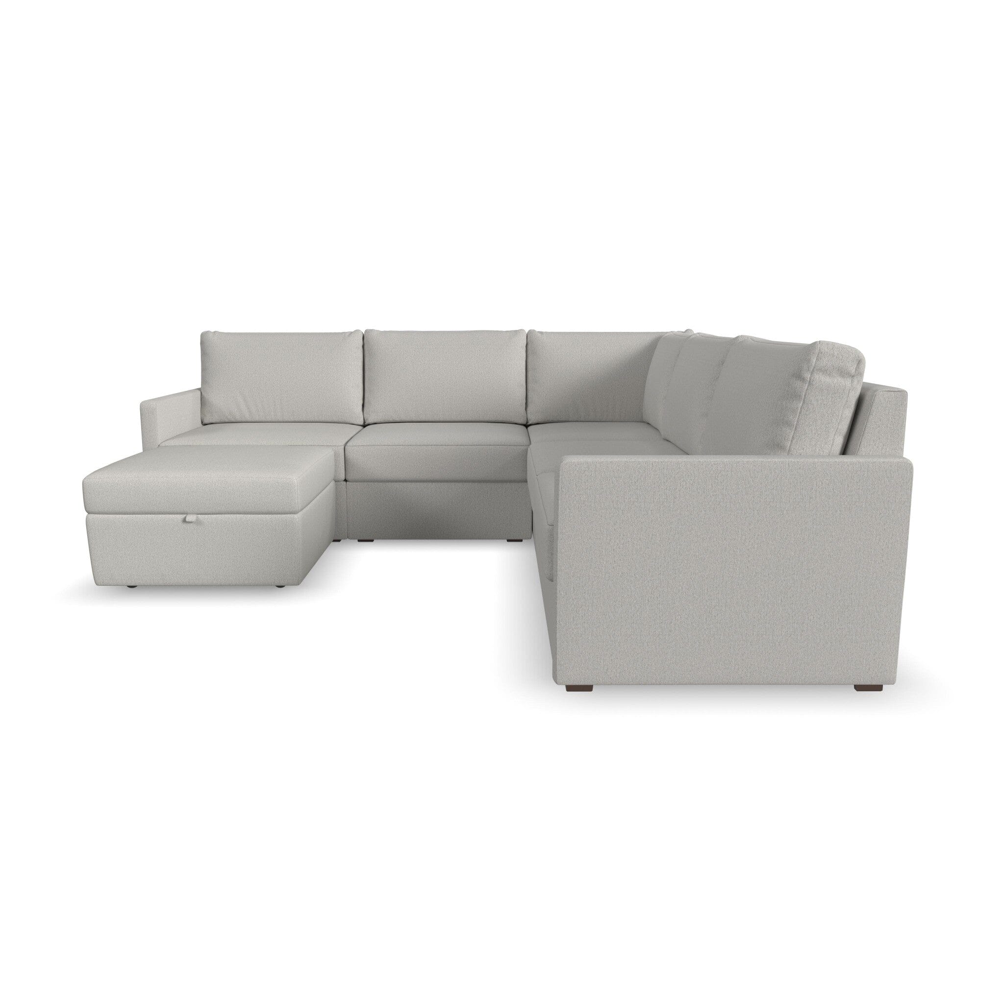 Traditional 5-Seat Sectional with Narrow Arm and Storage Ottoman By Flex Sectional Flex