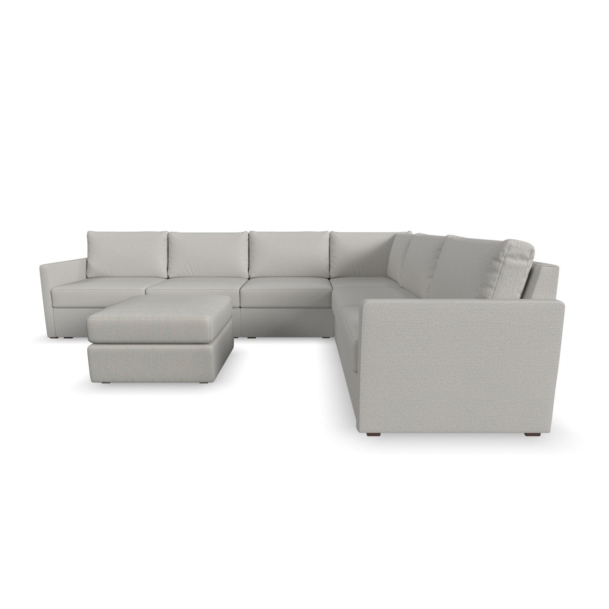 Traditional 6-Seat Sectional with Narrow Arm and Ottoman By Flex Sectional Flex