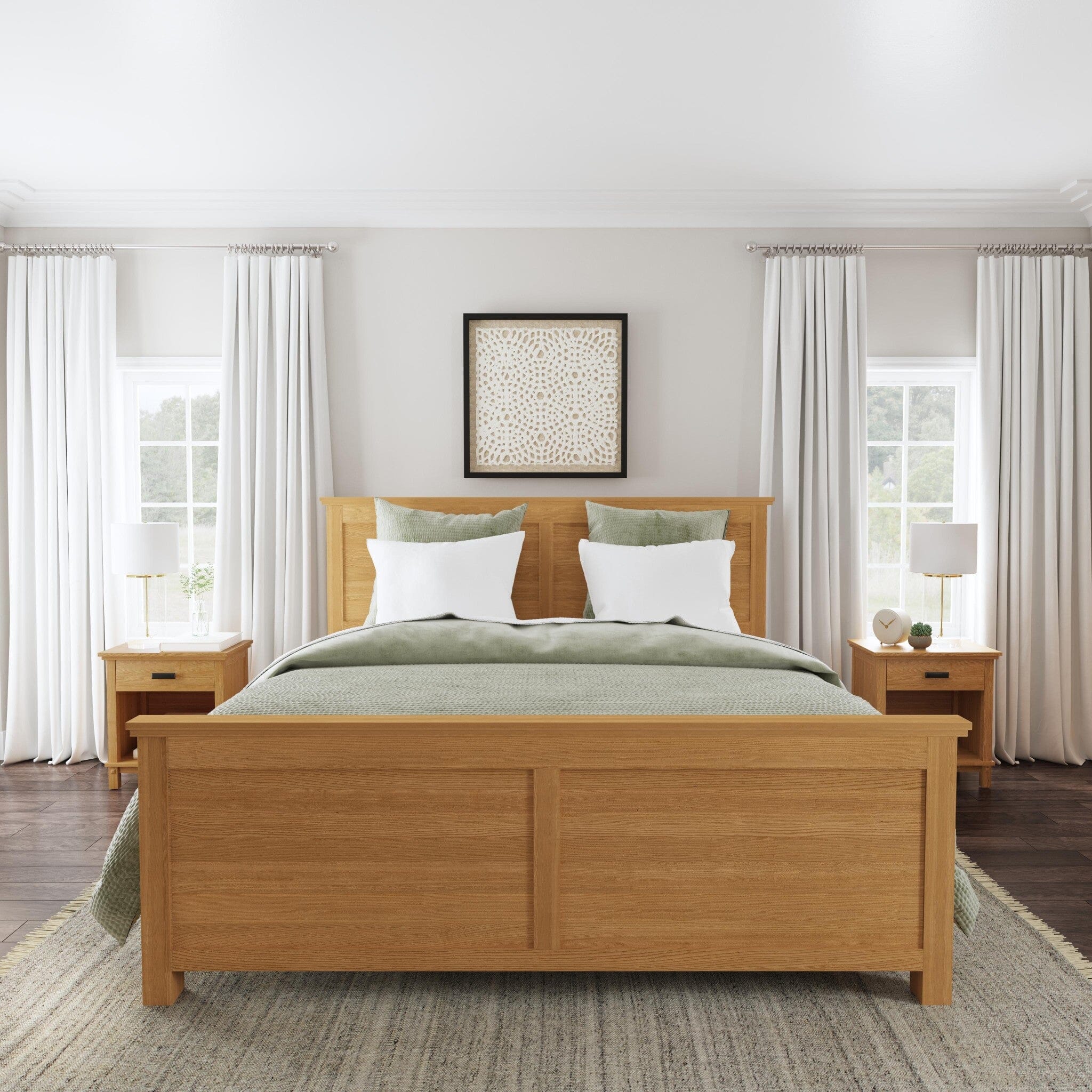 Traditional King Bed and Two Nightstands By Oak Park King Bed Set Oak Park