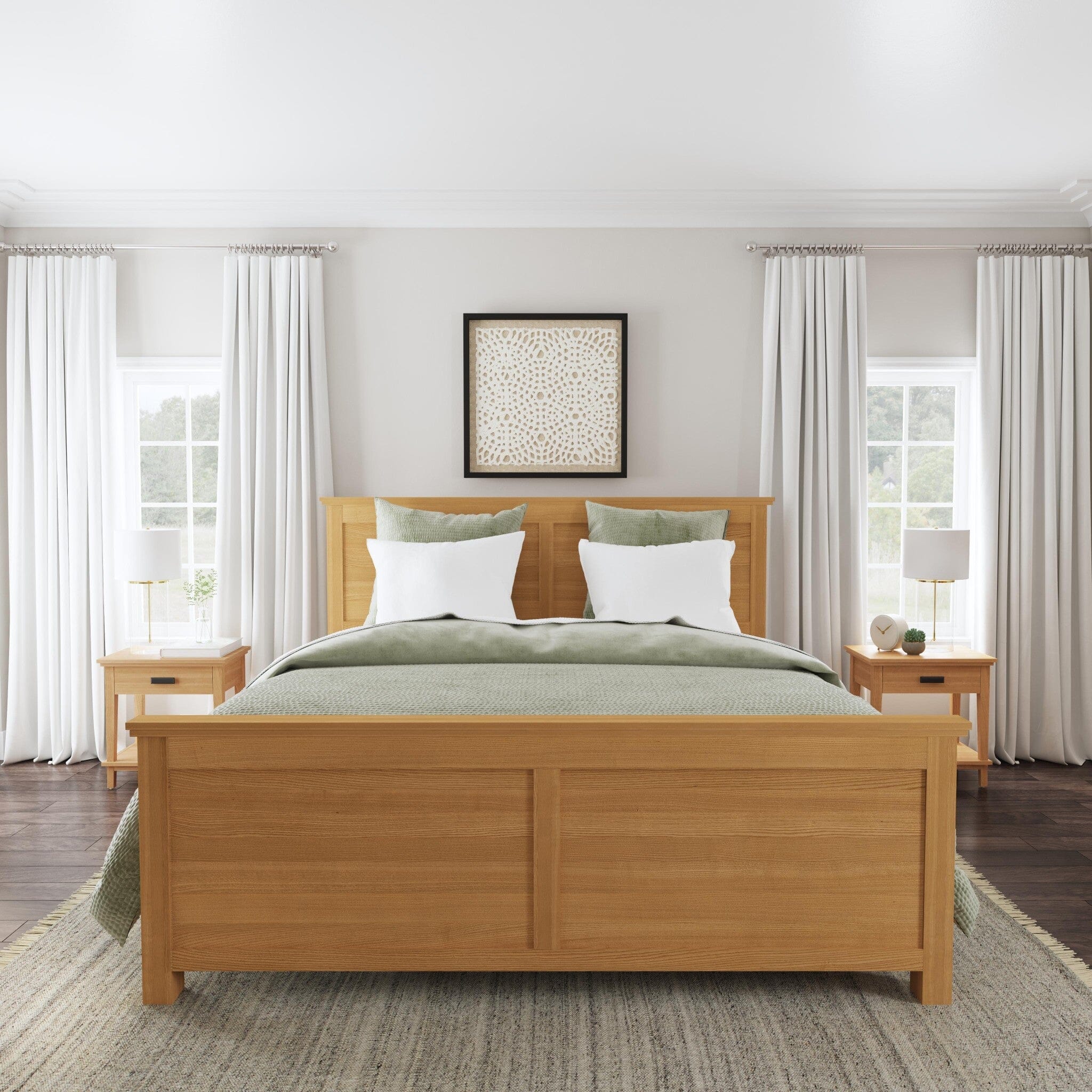 Traditional King Bed and Two Nightstands By Oak Park | Huck & Peck