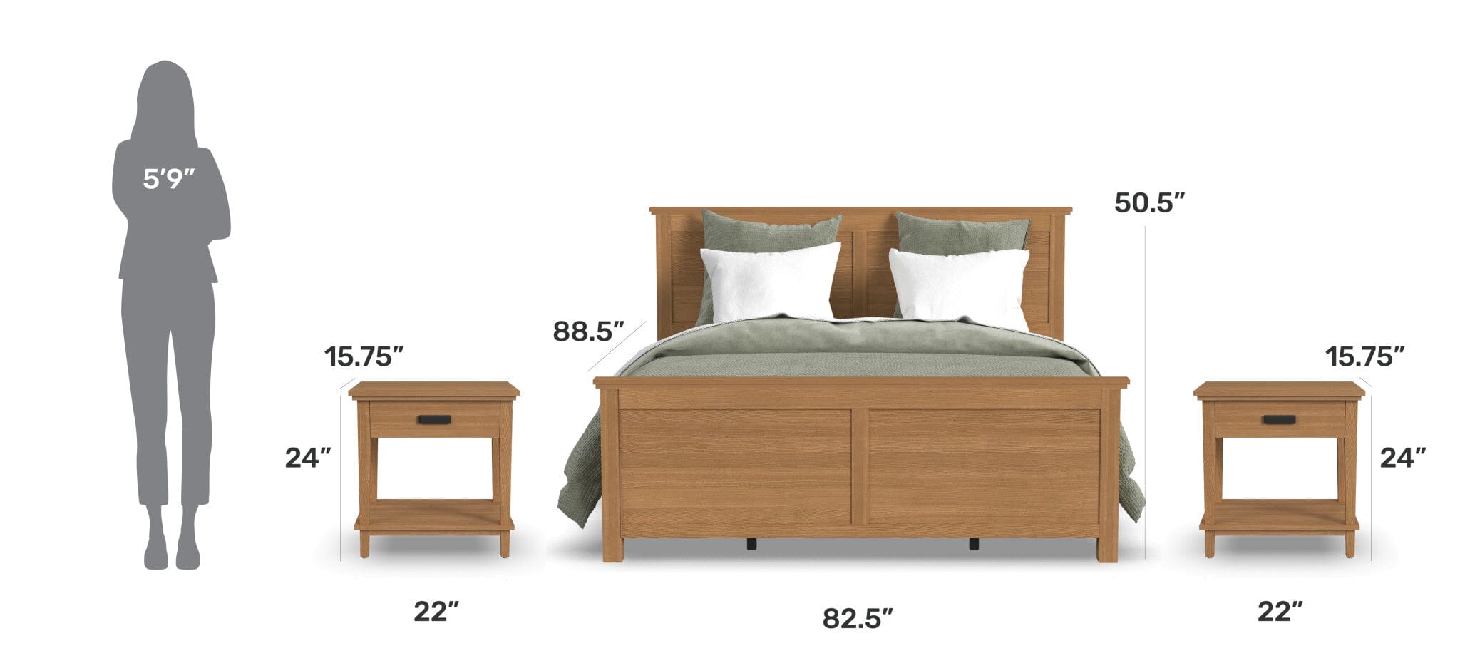 Traditional King Bed and Two Nightstands By Oak Park King Bed Set Oak Park