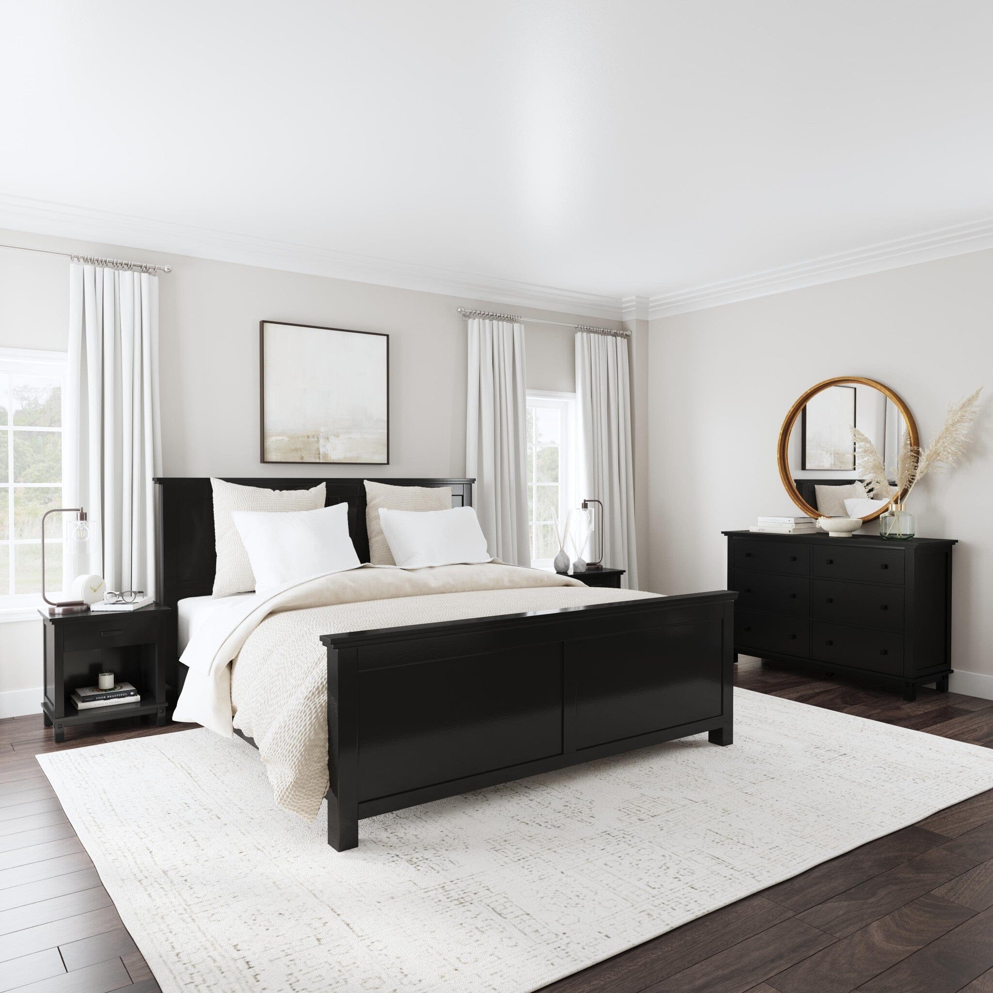 Traditional King Bed, Two Nightstands and Dresser By Oak Park