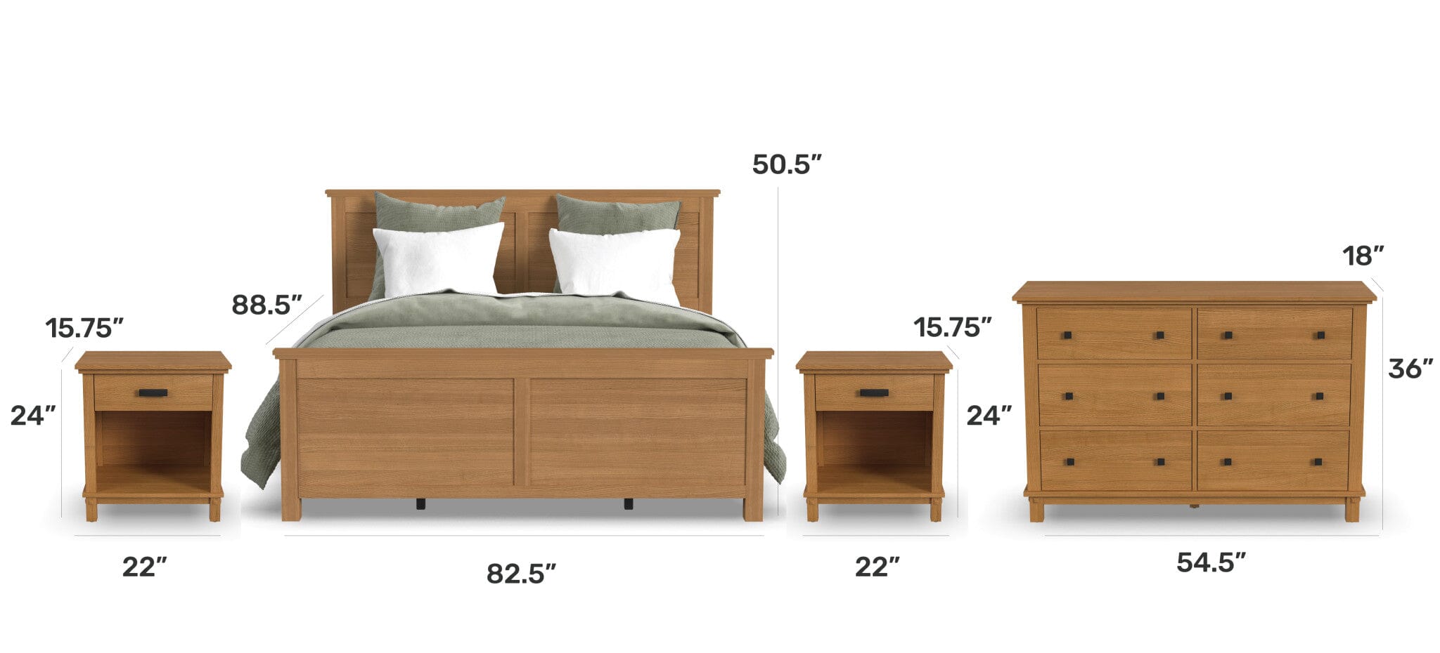Traditional King Bed, Two Nightstands and Dresser By Oak Park Traditional King Bed, Two Nightstands and Dresser By Oak Park