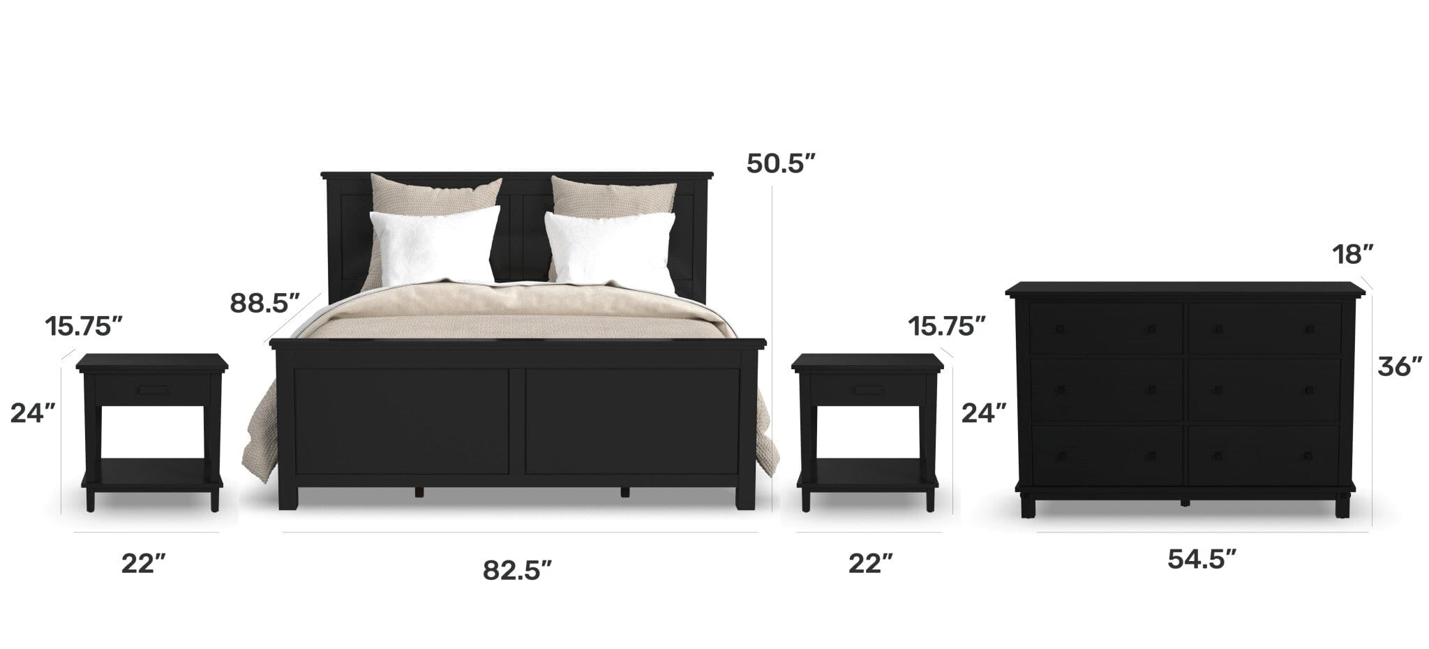 Traditional King Bed, Two Nightstands and Dresser By Oak Park | Huck & Peck Traditional King Bed, Two Nightstands and Dresser By Oak Park | Huck & Peck