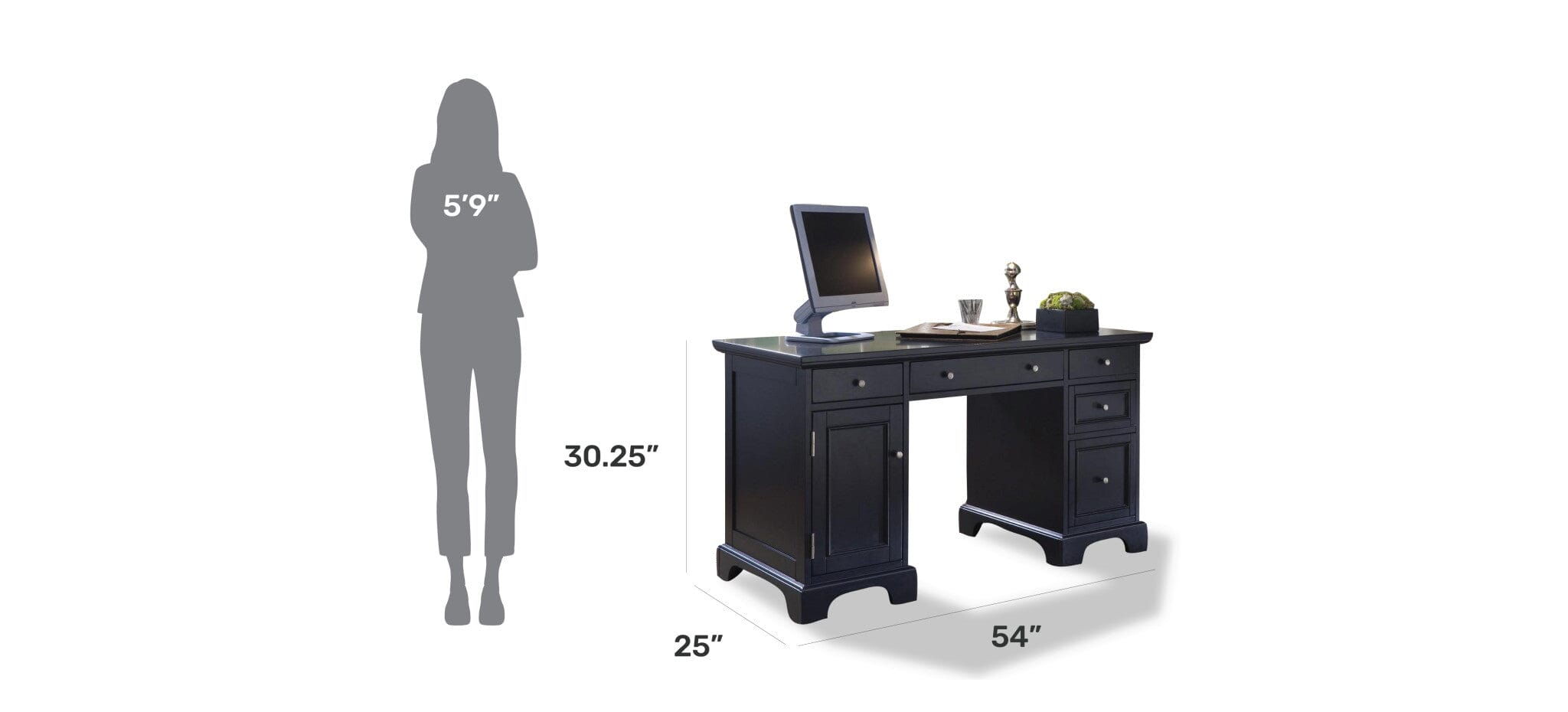 Bedford black pedestal deals desk