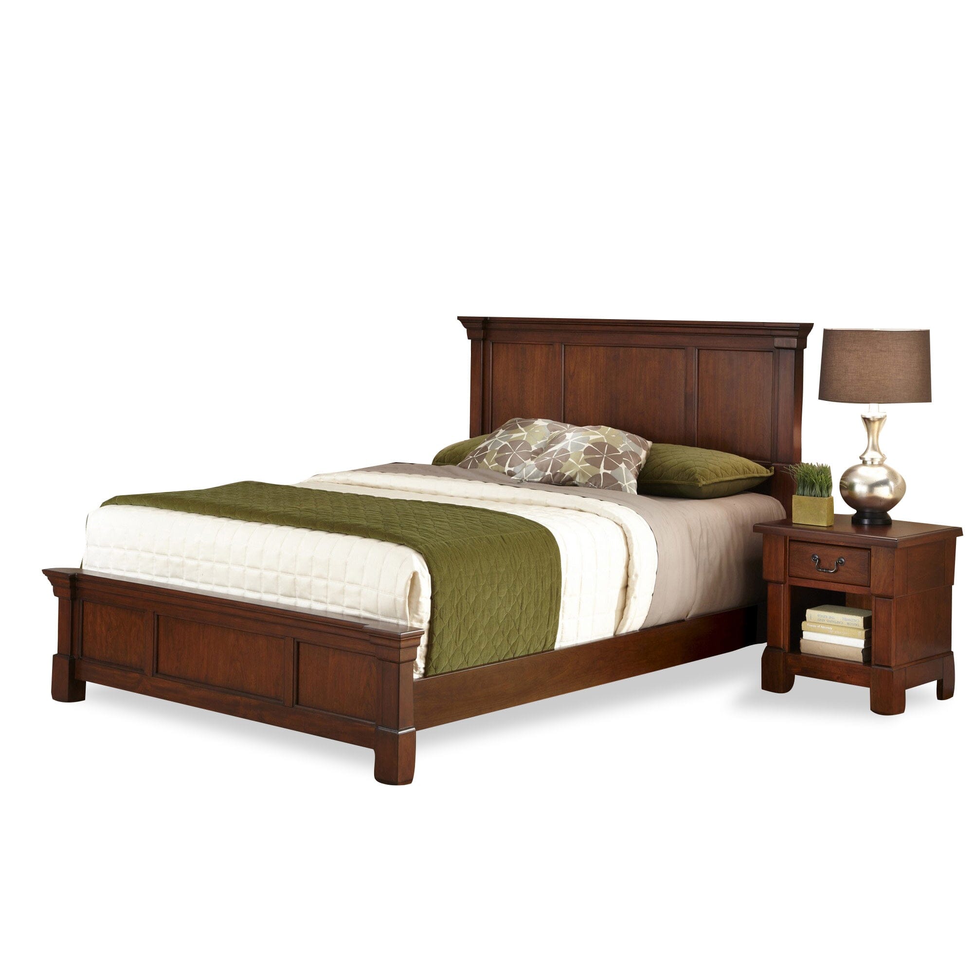 Traditional Queen Bed and Nightstand By Aspen Queen Bed Aspen