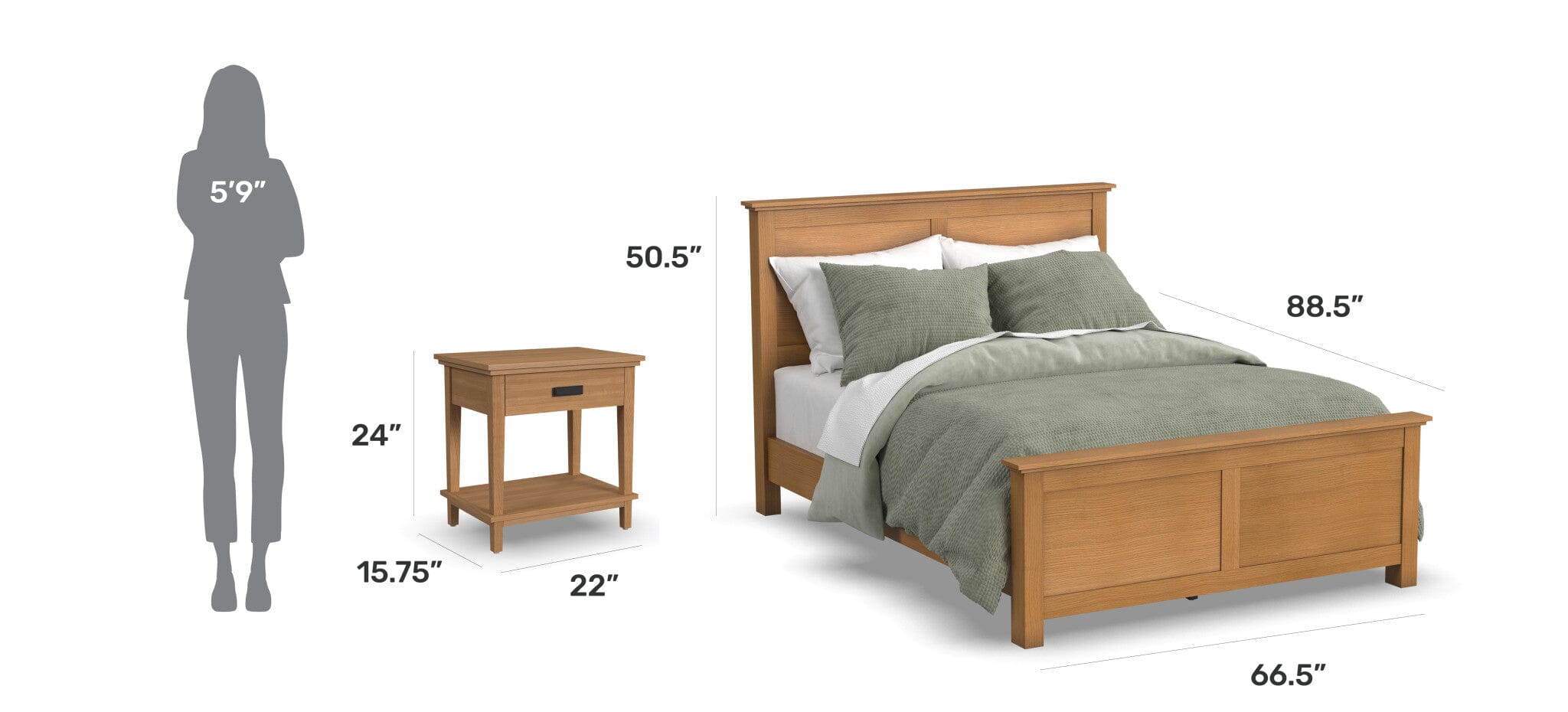 Traditional Queen Bed and Nightstand By Oak Park Queen Bed Oak Park