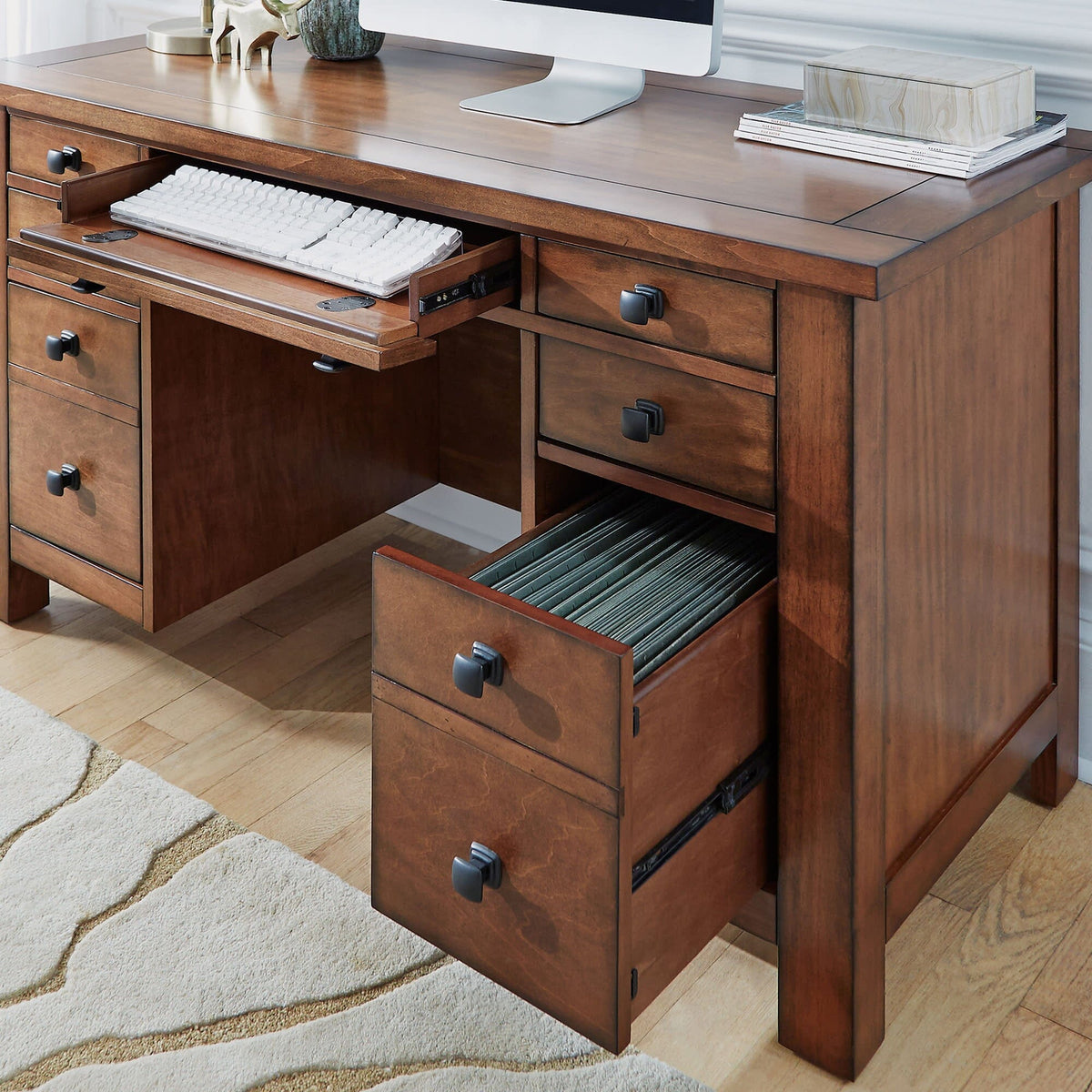 Transitional Pedestal Desk By Tahoe | Huck & Peck